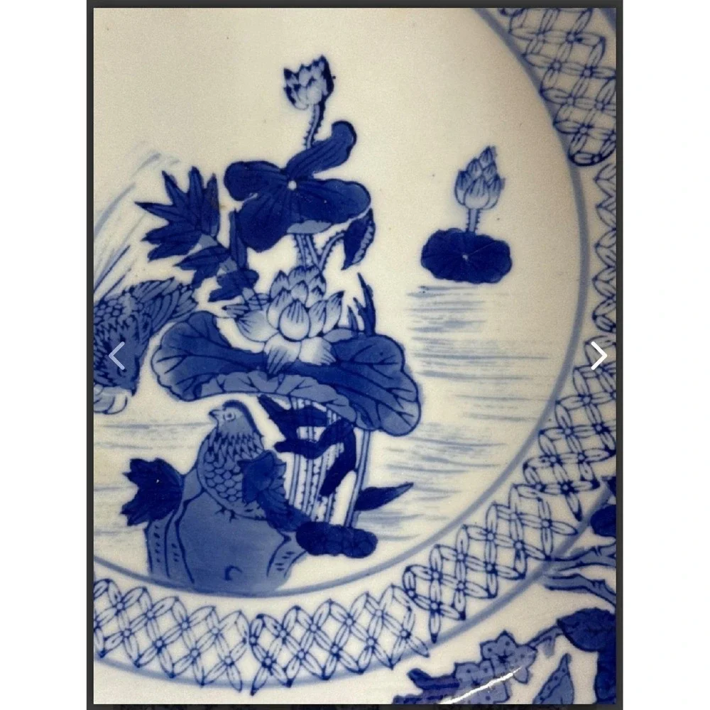 Chinese export punch bowl porcelain blue & white 11.5